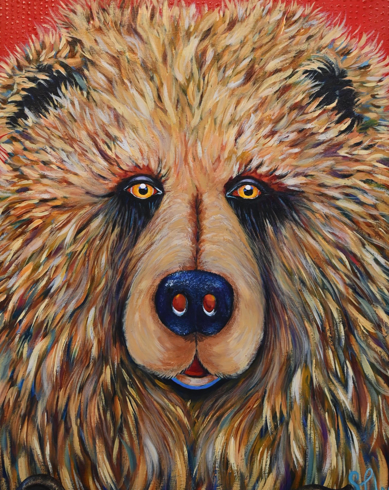 Grizzly In Red