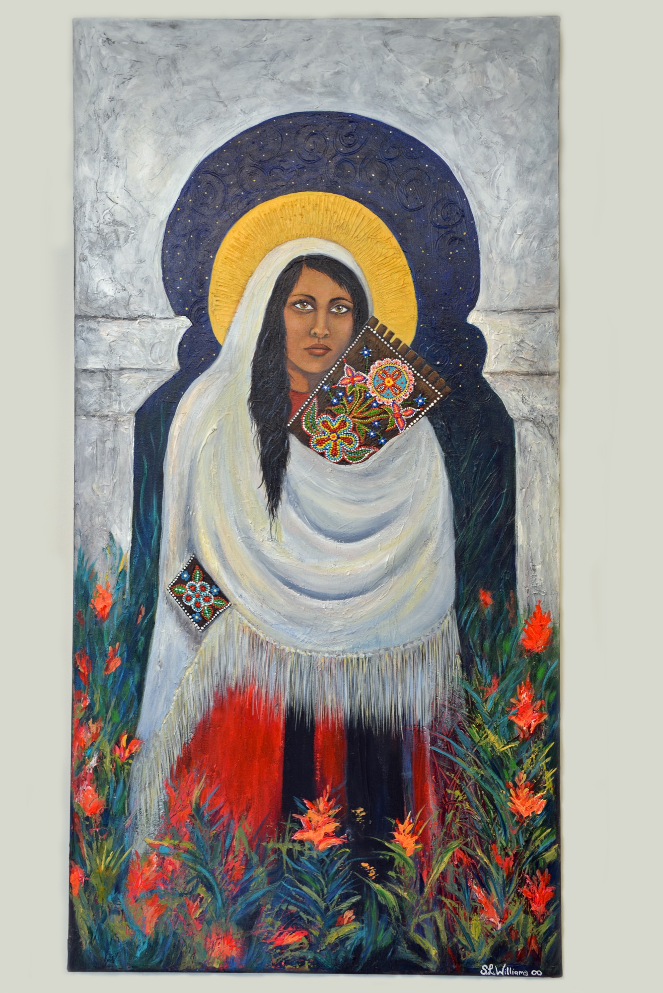 Métis Madonna, acrylic painting exhibited on Lutheran Church of Canada national tour