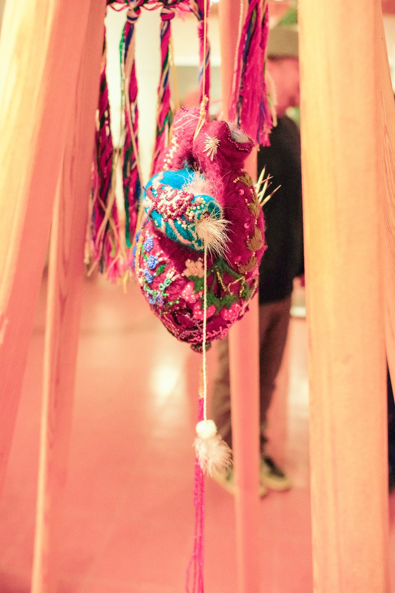 Mother Heart beadwork detail, contemporary Métis beadwork installation by Sherry Leigh Williams
